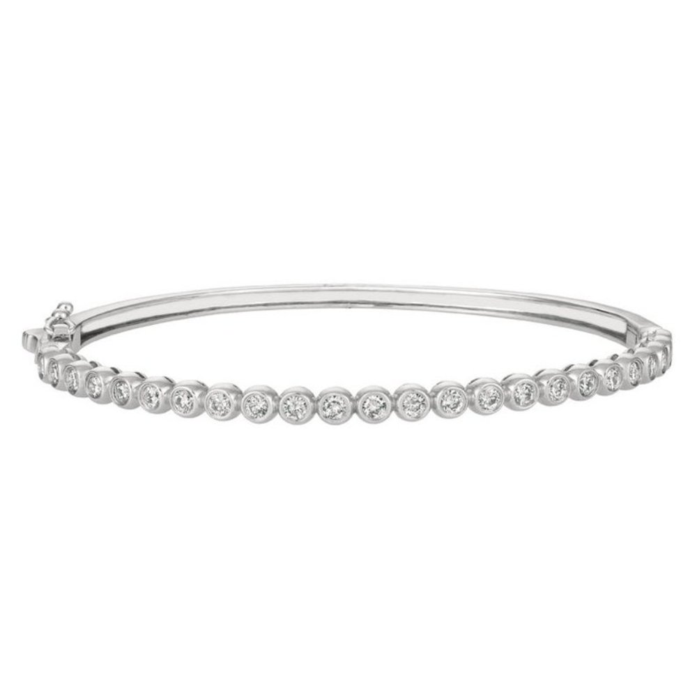 1.25 Carat Natural Diamond Bezel Bangle Bracelet